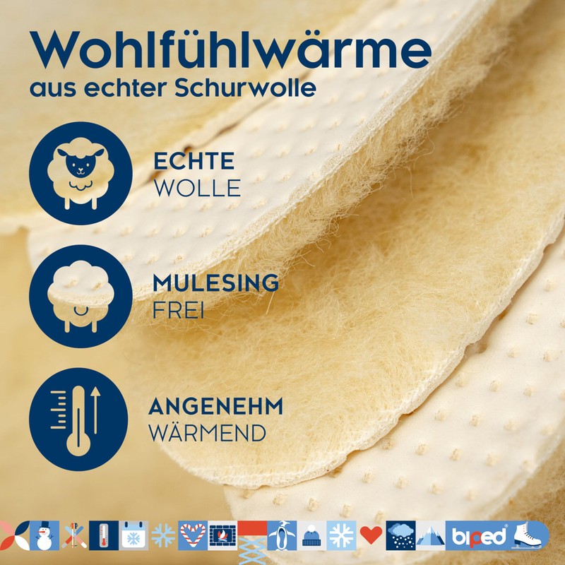 3 Pairs of Lambswool Insoles | Real Lambskin Winter Size