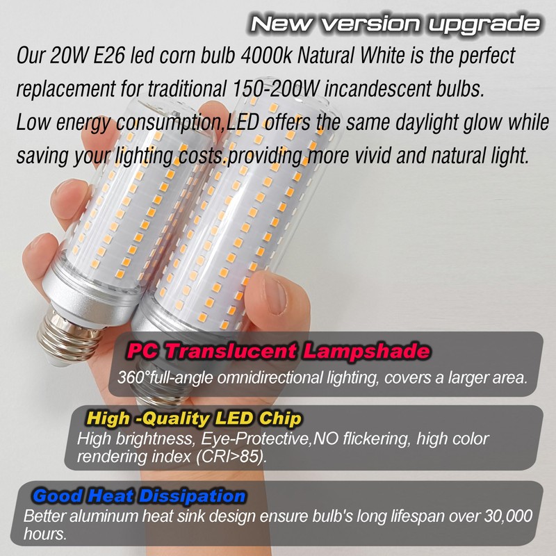 1.77x 5.9 inch,E26 E27 LED Corn Light Bulb 200W Replacement