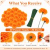 20PCS Orange Marigold Flowers with Stems -Wreath Day of The