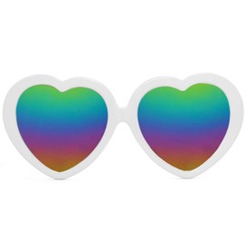Gravity Shades Heart Shaped Rainbow Lens Sunglasses - White