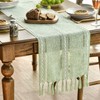 Artoid Mode Boho Sage Green Tassel Table Runner, Farmhouse Style