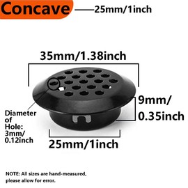 10 Pcs Stainless Steel Ventilation Cover, 25mm Concave Air Vent Grille Cupboard Ventilation Louver Mesh for Cabinet, Wardrobe and Bookshelf