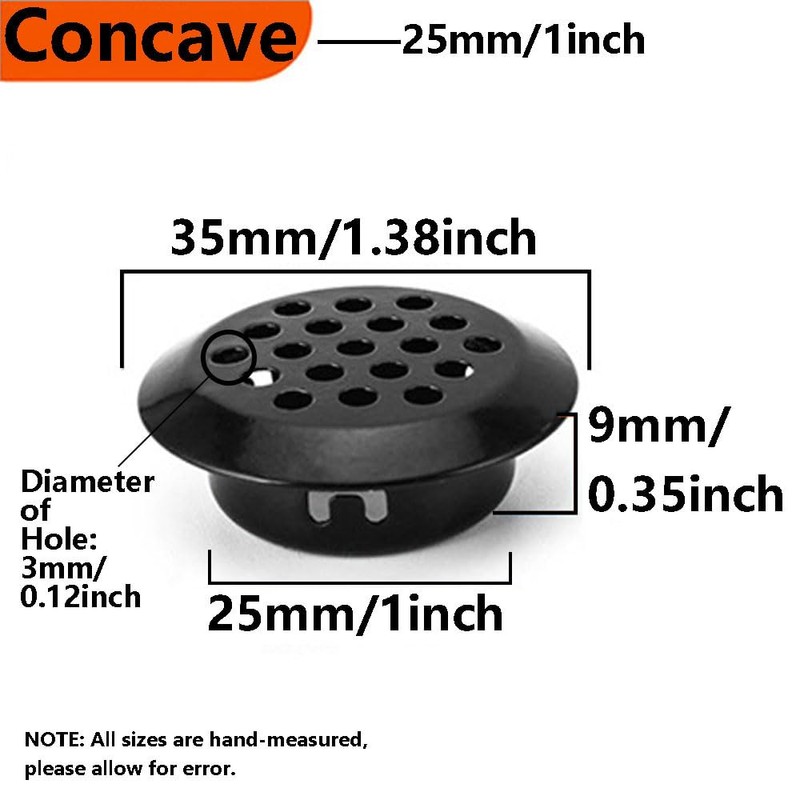 10 Pcs Stainless Steel Ventilation Cover, 25mm Concave Air Vent