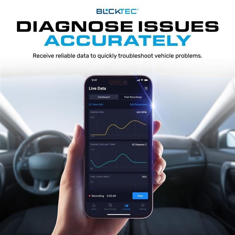 BLCKTEC 410 Bluetooth OBD2 Scanner for iPhone & Android, No
