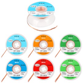 7 PCS Desoldering Wire, Solder Braid Wire Desoldering Wick Desoldering Wick Solder Braid Wire Low Residue No-Clean Solder Tin Remover Tool, 1.0/1.5/2.0/2.5/3.0/3.5 mm
