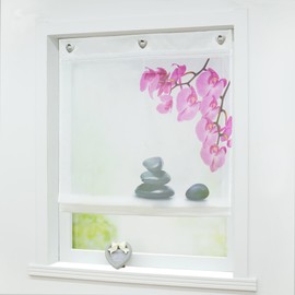 Joyswahl Zoe Roman Blind Voile Roman Curtains with Hooks Eyelet Roman Blind W x H 80 x 140 cm White Pack of 1