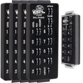 Ultimate RPG Spell Tracker for DND (4 pk)- Keep Track of All Magic Stats, Levels, Modifiers Easily w Adjustable Place-Locking Dials & Protective Cover- Compatible w Dungeons Dragons 5e Tabletop Games