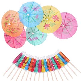 Visxcnu 50 Pieces Cocktail Umbrella Accessories Paper Umbrellas, Colourful Cocktail Umbrellas, Cocktail Decoration Paper for Fruits, Tropical Drinks, Summer Festival, Hawaiian Party, Bar Decoration,