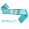 KETAOO Birthday Girl Sash, Silver Foil Teal Blue Birthday Sash