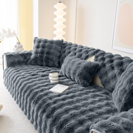 Alishomtll Plush Sofa Cover Corner Sofa 1/2/3/4 Seater, Universal Non-Slip Sofa Cover, L Shape Couch Cover, Sofa Protector, Washable Sofa Throws, Sofa Blanket for Living Room, Dark Grey, 70 x 70 cm