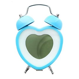 Nerd Block Heart Shaped Twin Bell Digital Alarm Clock, Blue