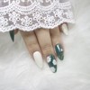 CHOK: 09 Flower Handmade Nail Tips - Coffin / CHOK