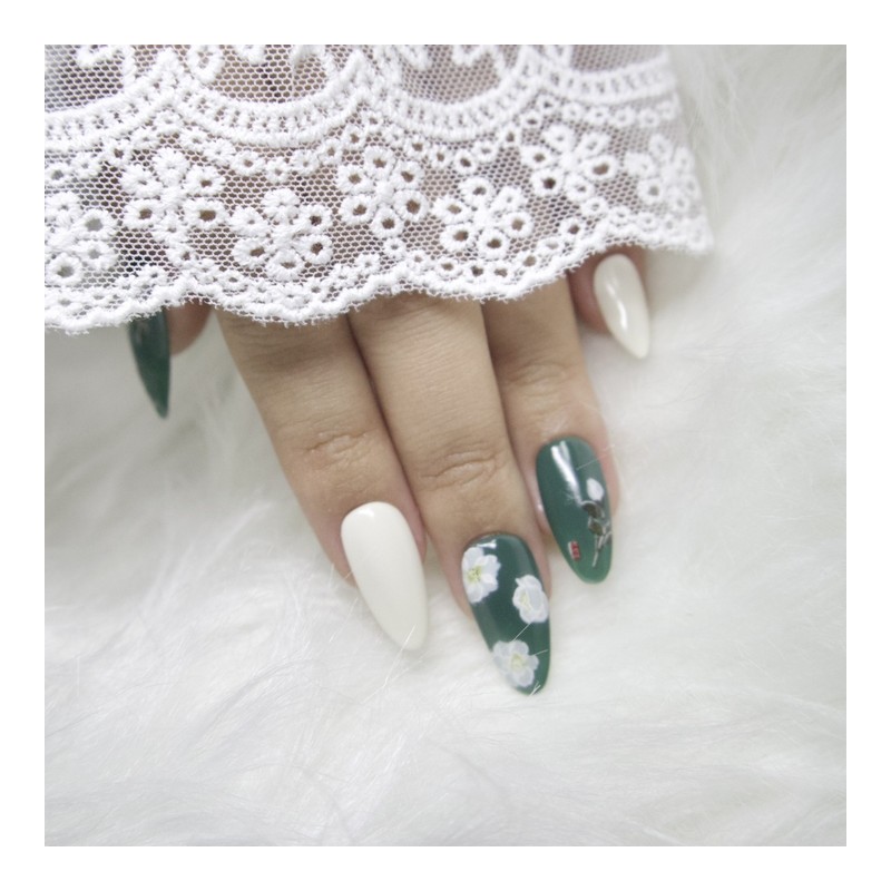 CHOK: 09 Flower Handmade Nail Tips - Coffin / CHOK