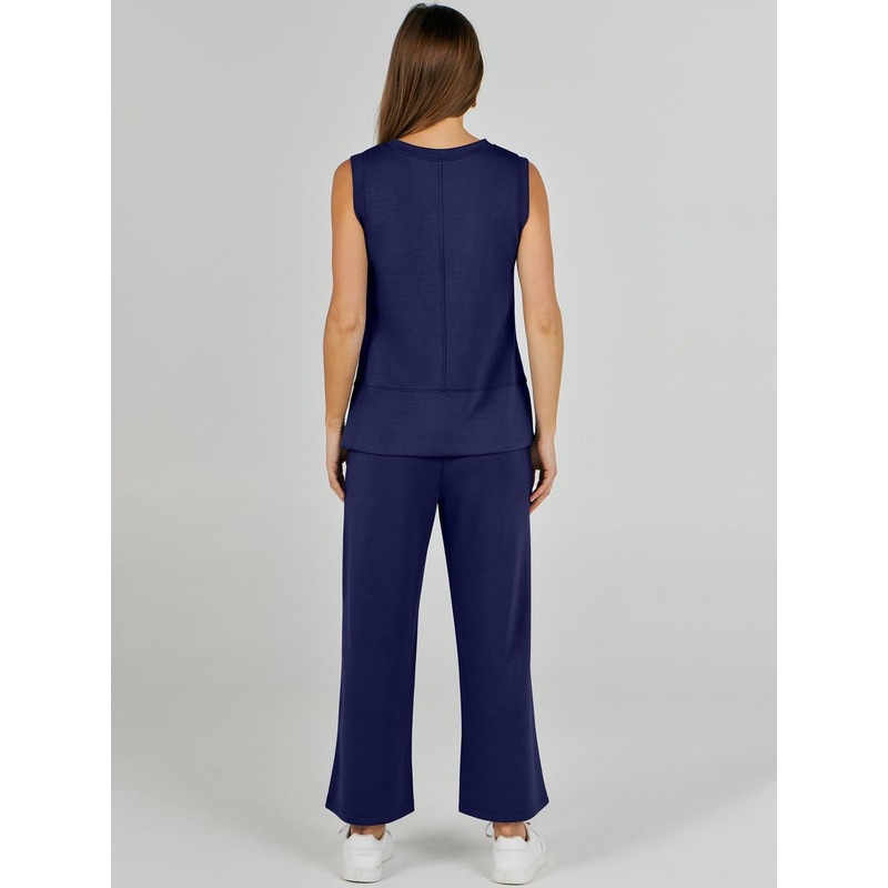 ANRABESS Women's 2 Piece Sets Summer Outfits Sleeveless Wide Leg