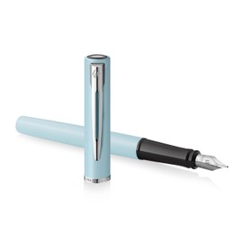 Waterman Allure Fountain Pen | Baby Blue Pastel with Chrome Trim | Fine Nib | Black Ink | Gift Boxed