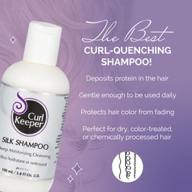 Curl Keeper Silk Shampoo for Curly Hair, 3.8 Fl Oz - Deep Moisturizing & Cleansing Daily Hair Shampoo with Silk Amino Acids for All Curl Types - Water Based & Sulfate Free Shampoo for Men & Women