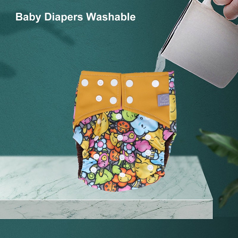 2pcs Cloth Diapers 6 Layer Structure Washable Reusable Elastic Waistband
