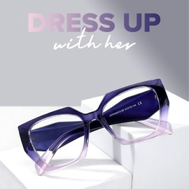 Zeelool Vintage Geometric Glasses Frame for Women with Non-prescription Clear Lens Fecli ZJGP909372-08 Purple-pink