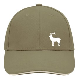 Huuraa Cappy Hat Deer Silhouette Unisex Cap Size with Motif for All Animal Lovers Gift Idea for Friends and Family, Olive/Beige
