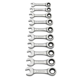 GEARWRENCH 10 Piece 12 Point Stubby Ratcheting Combination Wrench Metric Set | 9520D