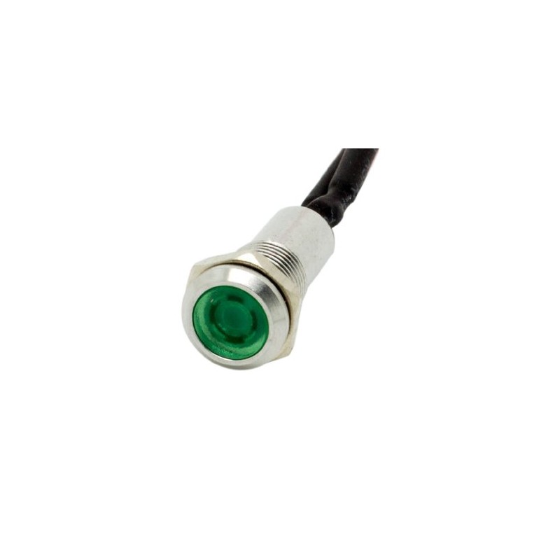 Alpinetech 6mm 1/4" Green 12V LED Metal Indicator Pilot Custom