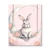 B.B.F MAKE Pink Easter Bunny Canvas Wall Art, Floral Easter Bunny and Moon Picture Rustic Print Holiday Painting Spring Home Artwork Bedroom Living Room Nursery Decorations, Framed 11x14inch