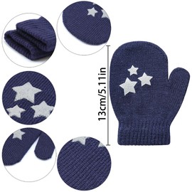 Toddler Mittens,6 Pairs Cartoon Baby Girl Knit Gloves Kids Stretch Mittens Soft Toddler Gloves Fit for 1-3 Years Kids (heart&star, 1-3T)