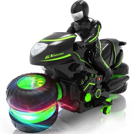 iappadore Remote Control Motorcycle for Boys 4-7, 2026 New RC Dirt Bike Toys with RGB Color-Changing Wheels & Exclusive Sideways Glide, 2.4GHz RC Stunt Motorbike Gift for Kids 5-12