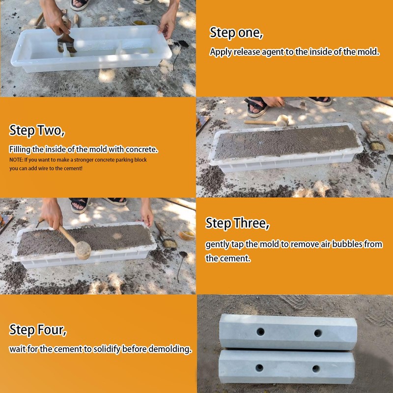 Parking Block Concrete Molds, Reusable Parking Curb Cement Molds for
