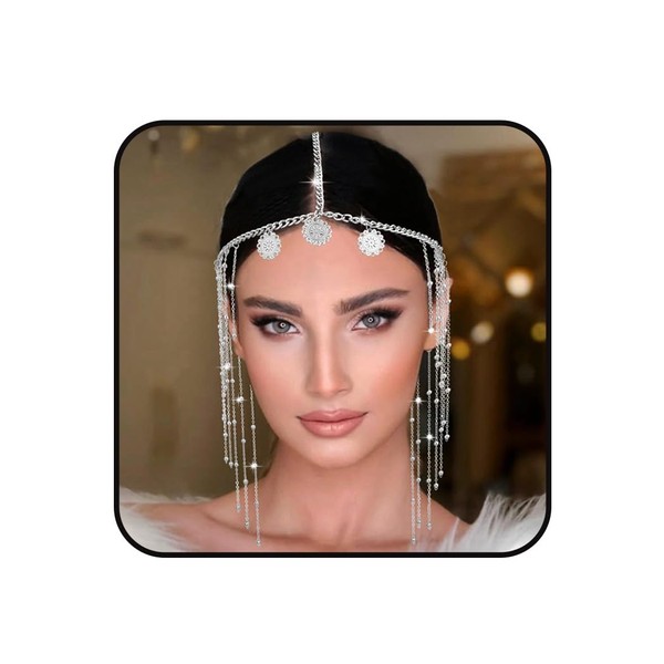 Aularso Boho Gold Head Chain Layered Coins Pendant Headband Indian