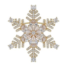 Women's Clear Austrian Crystal Winter Snowflake Brooch Pin Christmas Cubic Zirconia Brooch Lapel Pins Elegant Flowers Dress Accessories Jewelry Boutonniere Corsage for Hat Bag Suit Tie Wedding