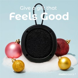 MainBasics Shower Tool Duo 2-1 Shower Loofah Sponge and Exfoliating Body Scrubber (2 Pack, Black)