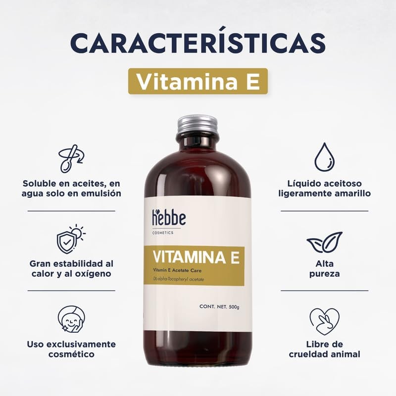 Hebbe - Vitamina E Líquida 100% Pura, Antioxidante y Nutritiva
