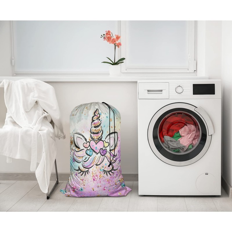 Swono Unicorn Laundry Bags with Locking Drawstring Closure 28" x