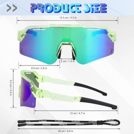 Beipegin Children's Polarised UV400 Protection Youth Cycling Glasses Sports Glasses Quick Glasses Sun Rays Cycling Sunglasses for Teens Boys Girls, Green