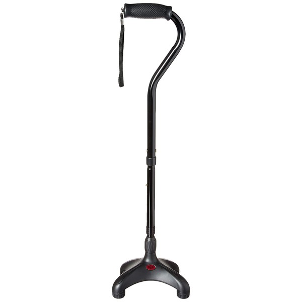 Harvy Quad Cane - Walking Stick for Men and Women - Lightweight Adjustable Folding Cane/Staff - Right and Left Hand Grip for Stability Comfort Support - Four Prong Base Walking Cane/Stick