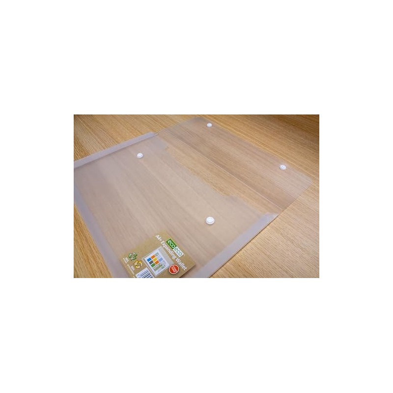 eco-eco A4 100% Recycled Clear Transparent Twin Press Stud Popper