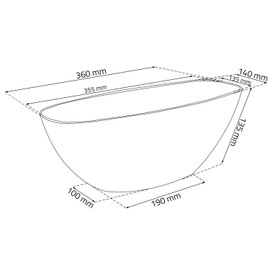 Plastic clear transparent ovale flowerpot COUBI 36 cm with raised bottom