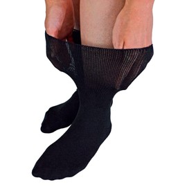 Dr.Socks Extra Wide Oedema Socks with Non Slip Grips Mens & Ladies | Bamboo Slipper Socks with Grippers for Swollen Legs Ankles & Feet (12-14, Black)
