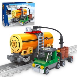 Finger Rock City Freight Car Building Toy Set - Classic Tanker Car & Cargo Train Model, 199-Piece MOC Construction Toy for Train Lovers & STEM Gifts for Boys & Girls 6-8+