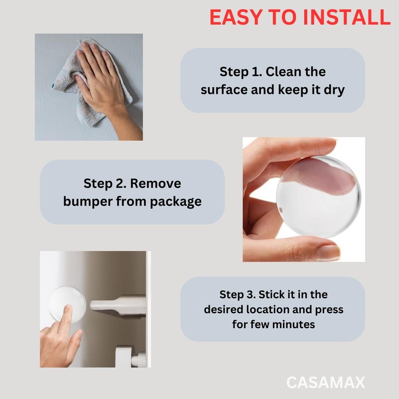 Silicone Wall Protectors & Door Stoppers: 6-Pack Clear, Self-Adhesive Bumpers
