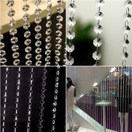 Crystal Beads Chains,niCWhite 33FT Acrylic Beads Garland Curtain Strands,Octagonal Beaded Chandelier Chain,Beads String Roll For DIY Wedding Christmas Ornaments Garland