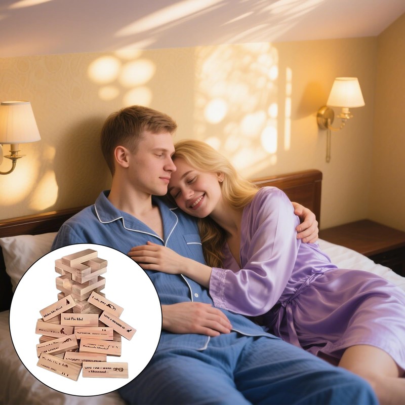 Classic Couples games Wooden Tumbling Tower Game - 48 wooden