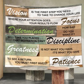Riyidecor Inspirational Quotes Tapestry Wooden Board Motivational Positive Words Rustic Farmhouse Wall Art Hanging 59Wx51H Inch Room Decor Vintage Office Bedroom Living Room Dorm Wall Home Decor