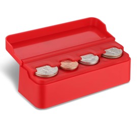 SINGARO Coin Holder for Car, Coin Change Organizer Compatible with Coins of Different Sizes, Dash-Mounted Holder Suitable for Most Cars, Trucks(Red)