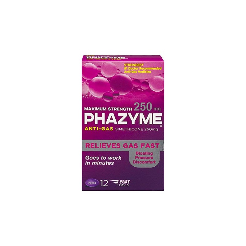 Phazyme Maximum Strength 250 mg Softgels, 12 ea (Pack of