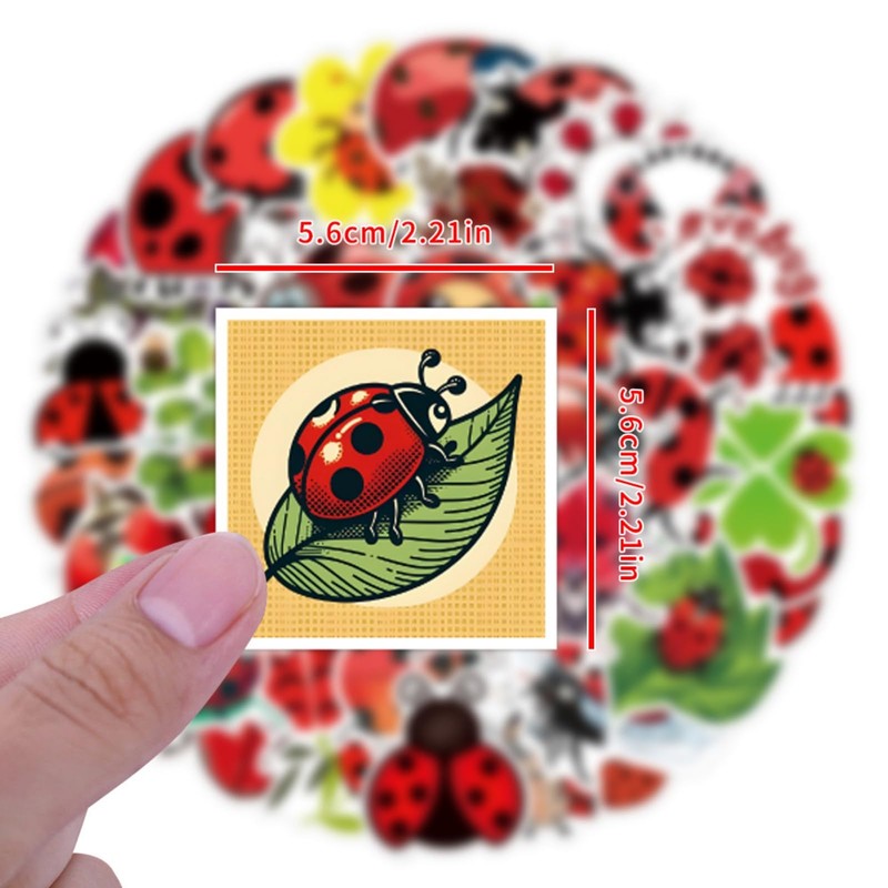 55pcs Cute Ladybug Stickers for Kids, Waterproof Lady Bug Stickers