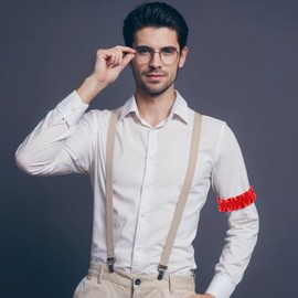 oruola 8pcs Sleeve Garters for Men, Red Arm Garters for Men, Great Gatsby Accessories for Mens, 1920s Accessories for Mens or Party Supplies Las Vegas Poker Game Night