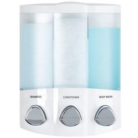Euro Series Trio Dispensador de jabón y regadera de tres cámaras, cromo, Blanco, 3-Chamber, 1, 1