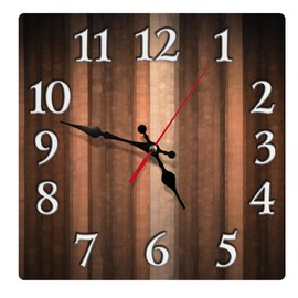 Britimes Square Wall Clock Silent Non-Ticking Battery Operated Clock 12 Inch, Vintage Rustic Brown Abstract Home Decor for Living Room, Bathroom, Bedroom, Kitchen, Office and School